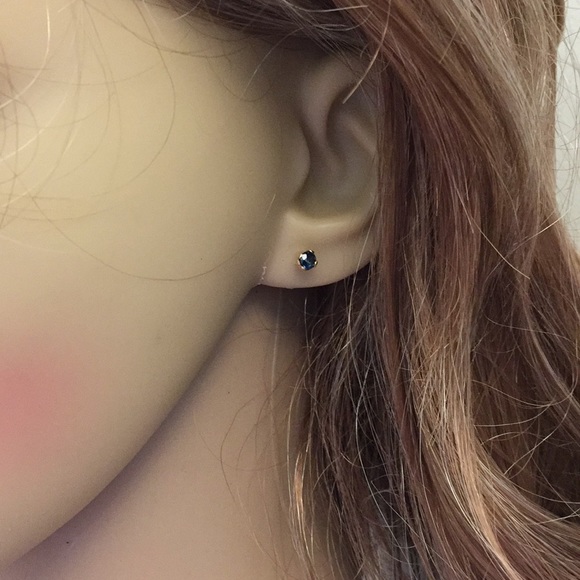 14K Solid Gold Mini Sapphire Stud Dainty Earrings